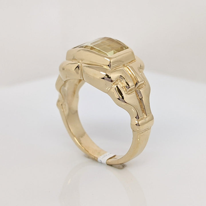 14K PERIDOT RECTANGLE 9X11MM ESTATE RING 12.0 GRAMS