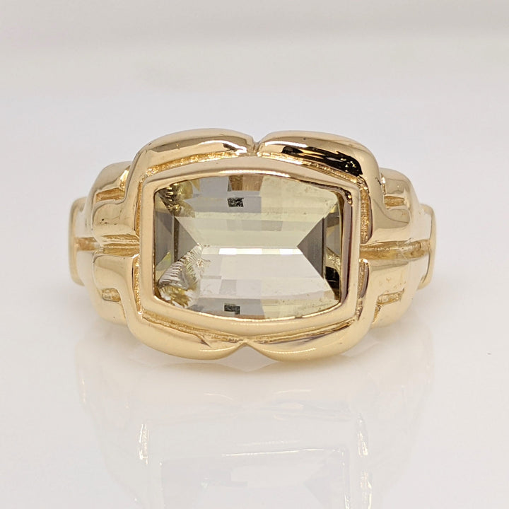 14K PERIDOT RECTANGLE 9X11MM ESTATE RING 12.0 GRAMS