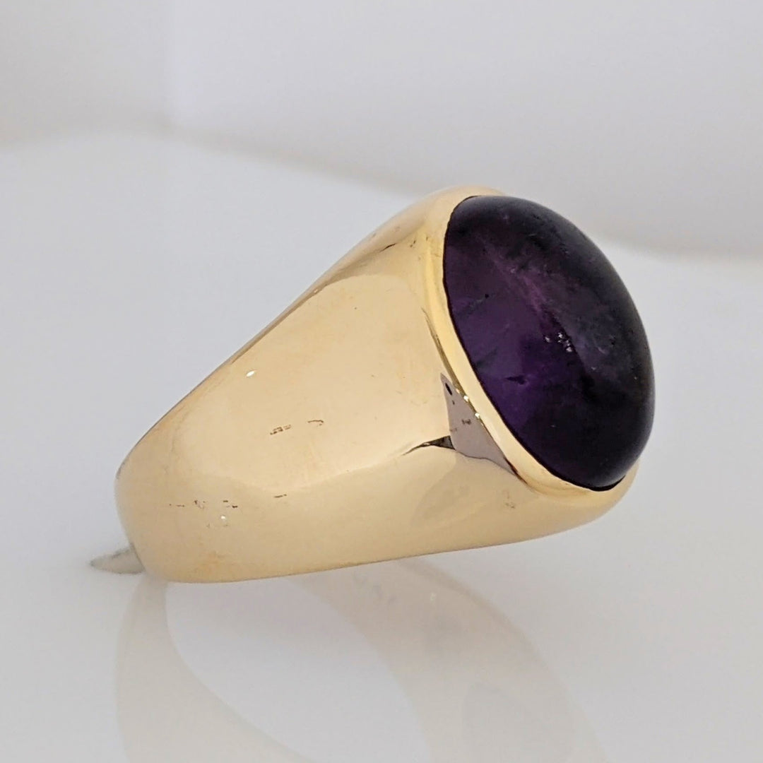 14K AMETHYST OVAL 10X14 CABACHON ESTATE RING 12.9 GRAMS
