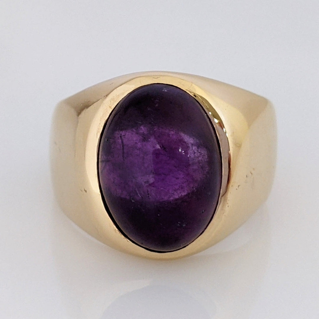 14K AMETHYST OVAL 10X14 CABACHON ESTATE RING 12.9 GRAMS