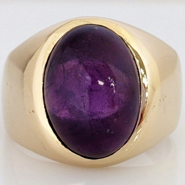 14K AMETHYST OVAL 10X14 CABACHON ESTATE RING 12.9 GRAMS