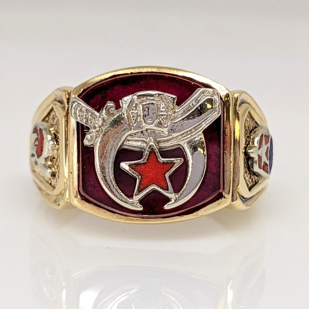 10K RED STONE MASONIC ESTATE RING 9.8 GRAMS