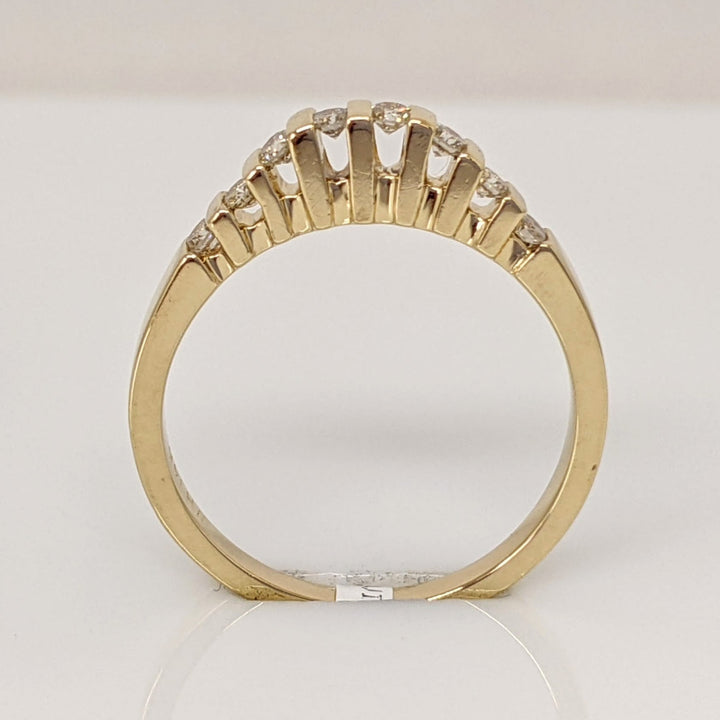 14K .20 CARAT TOTAL WEIGHT SI2 I DIAMOND ROUND (8) BAR SET ESTATE RING 2.7 GRAMS