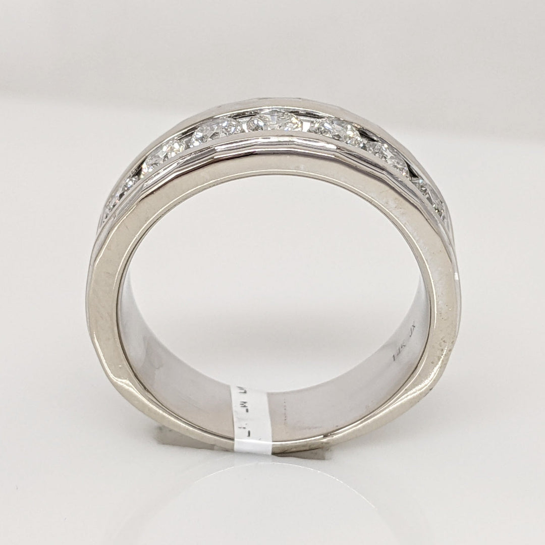 14K WHITE .98 CARAT TOTAL WEIGHT I1 H DIAMOND ROUND (7) ESTATE CHANNEL SET BAND 9.2 GRAMS