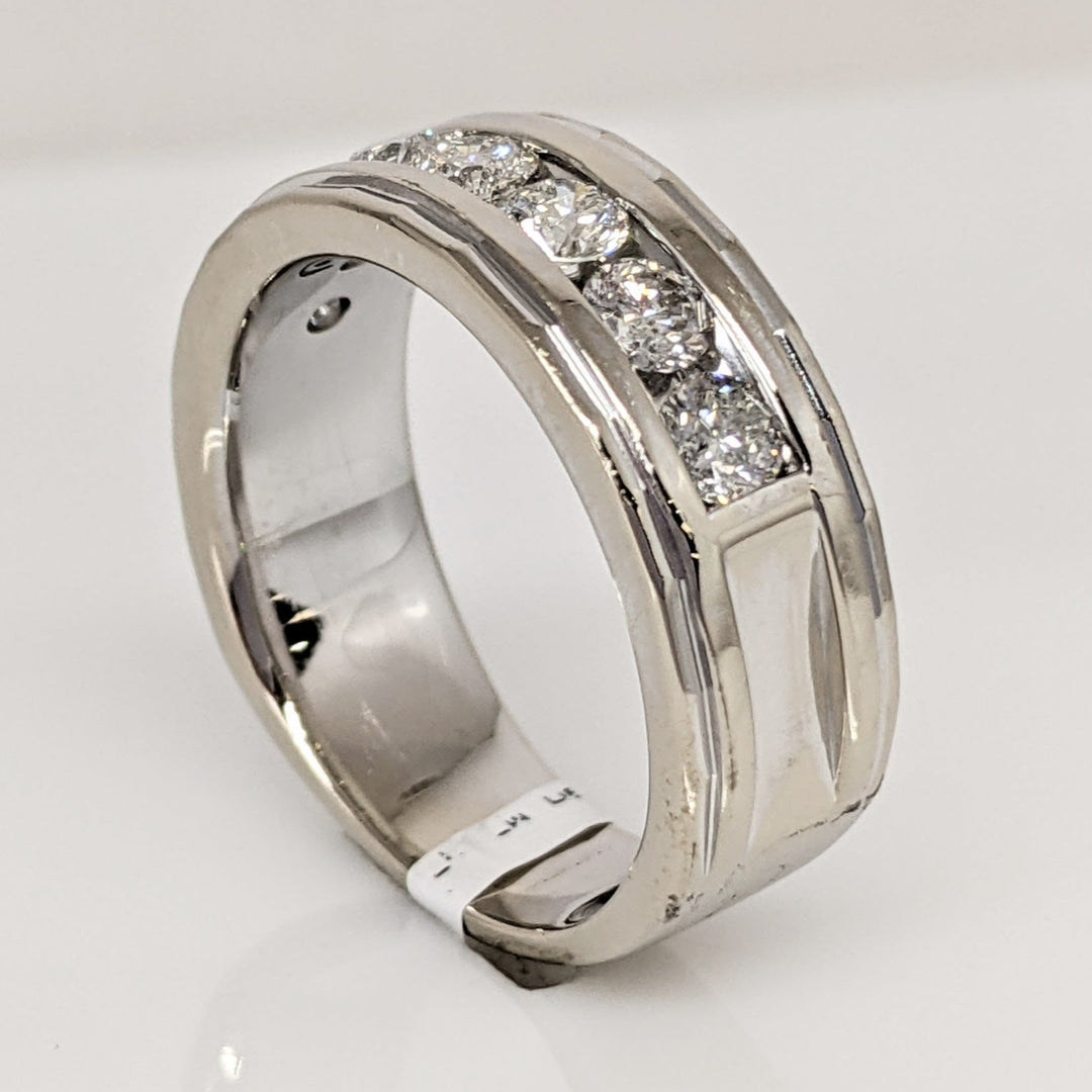 14K WHITE .98 CARAT TOTAL WEIGHT I1 H DIAMOND ROUND (7) ESTATE CHANNEL SET BAND 9.2 GRAMS