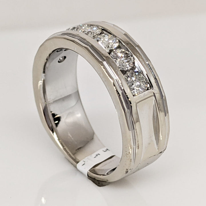 14K WHITE .98 CARAT TOTAL WEIGHT I1 H DIAMOND ROUND (7) ESTATE CHANNEL SET BAND 9.2 GRAMS