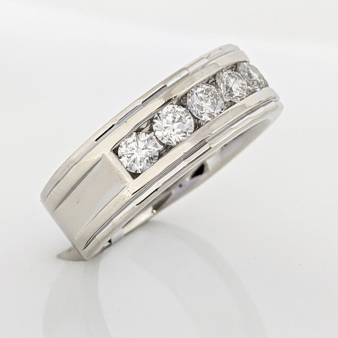 14K WHITE .98 CARAT TOTAL WEIGHT I1 H DIAMOND ROUND (7) ESTATE CHANNEL SET BAND 9.2 GRAMS