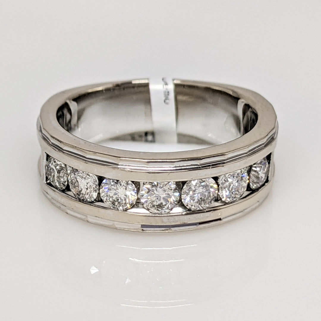 14K WHITE .98 CARAT TOTAL WEIGHT I1 H DIAMOND ROUND (7) ESTATE CHANNEL SET BAND 9.2 GRAMS