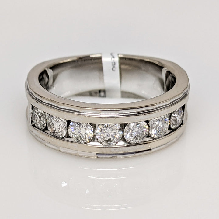 14K WHITE .98 CARAT TOTAL WEIGHT I1 H DIAMOND ROUND (7) ESTATE CHANNEL SET BAND 9.2 GRAMS