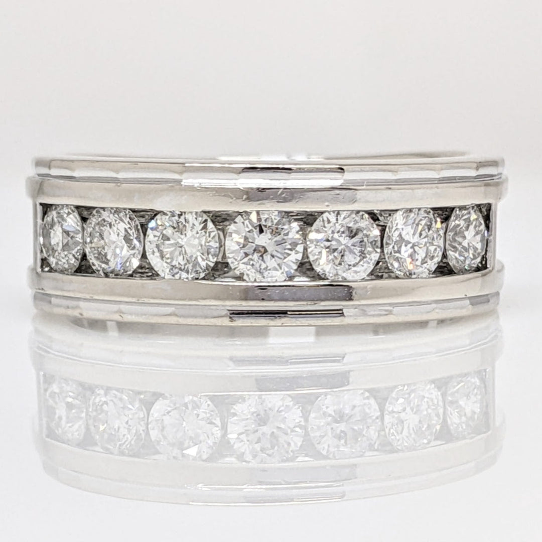 14K WHITE .98 CARAT TOTAL WEIGHT I1 H DIAMOND ROUND (7) ESTATE CHANNEL SET BAND 9.2 GRAMS