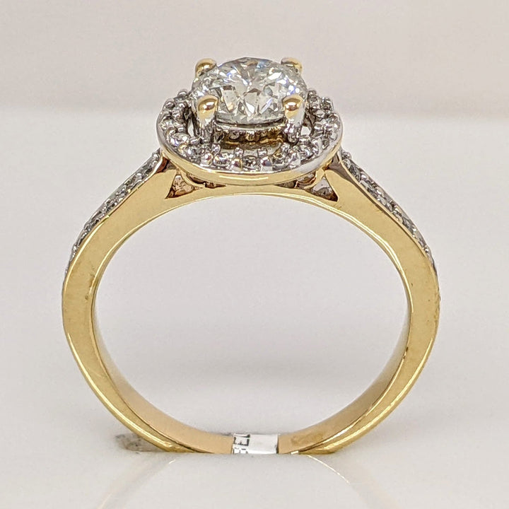 14K .97 CARAT TOTAL WEIGHT I1 I DIAMOND ROUND (33) ESTATE HALO RING 3.3 GRAMS