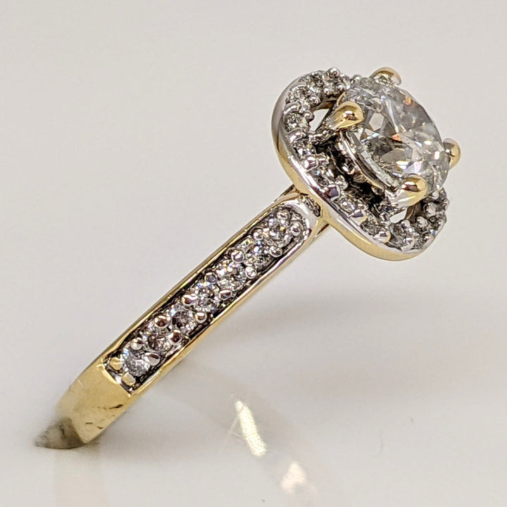 14K .97 CARAT TOTAL WEIGHT I1 I DIAMOND ROUND (33) ESTATE HALO RING 3.3 GRAMS