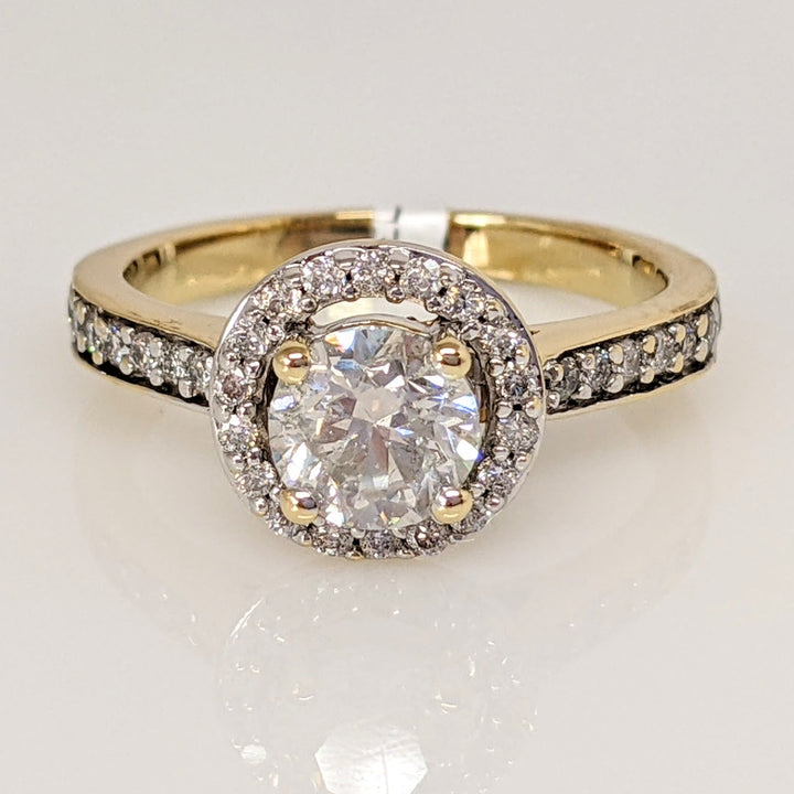 14K .97 CARAT TOTAL WEIGHT I1 I DIAMOND ROUND (33) ESTATE HALO RING 3.3 GRAMS