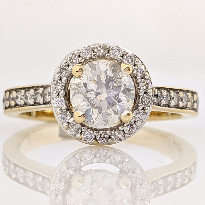 14K .97 CARAT TOTAL WEIGHT I1 I DIAMOND ROUND (33) ESTATE HALO RING 3.3 GRAMS