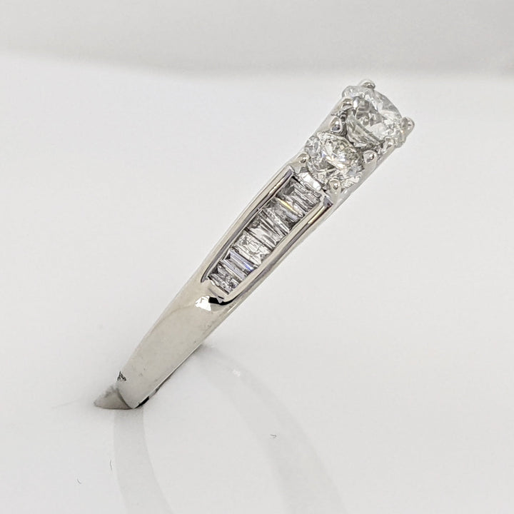 10K WHITE .81 CARAT TOTAL WEIGHT I2 I-J DIAMOND ROUND (3) BAGUETTE (12) ESTATE RING 2.5 GRAMS