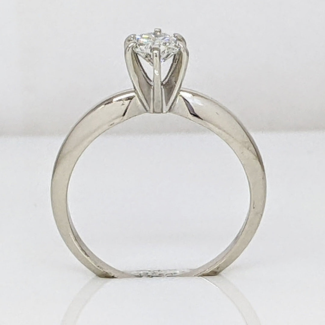 14K WHITE .49 CARAT TOTAL SI1 H DIAMOND ROUND ESTATE SOLITAIRE RING 2.6 GRAMS