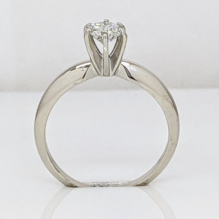 14K WHITE .49 CARAT TOTAL SI1 H DIAMOND ROUND ESTATE SOLITAIRE RING 2.6 GRAMS