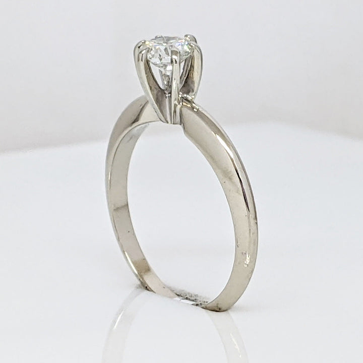 14K WHITE .49 CARAT TOTAL SI1 H DIAMOND ROUND ESTATE SOLITAIRE RING 2.6 GRAMS