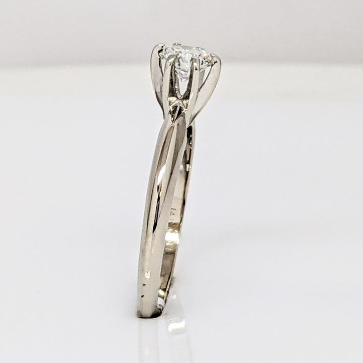 14K WHITE .49 CARAT TOTAL SI1 H DIAMOND ROUND ESTATE SOLITAIRE RING 2.6 GRAMS