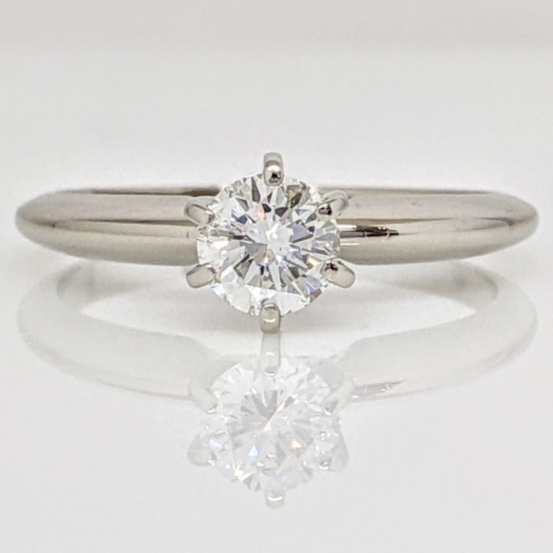 14K WHITE .49 CARAT TOTAL SI1 H DIAMOND ROUND ESTATE SOLITAIRE RING 2.6 GRAMS