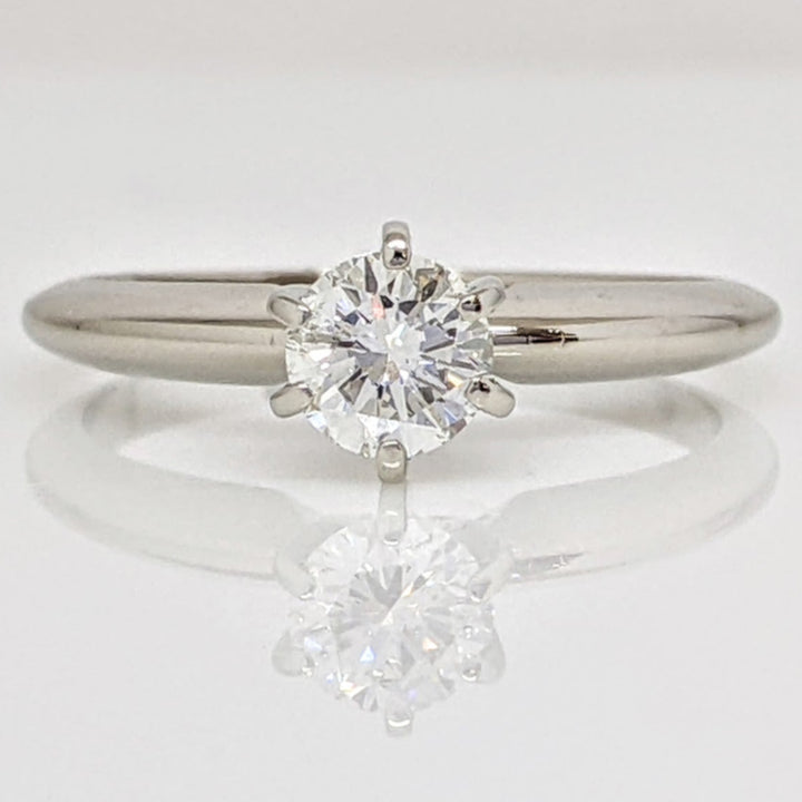 14K WHITE .49 CARAT TOTAL SI1 H DIAMOND ROUND ESTATE SOLITAIRE RING 2.6 GRAMS