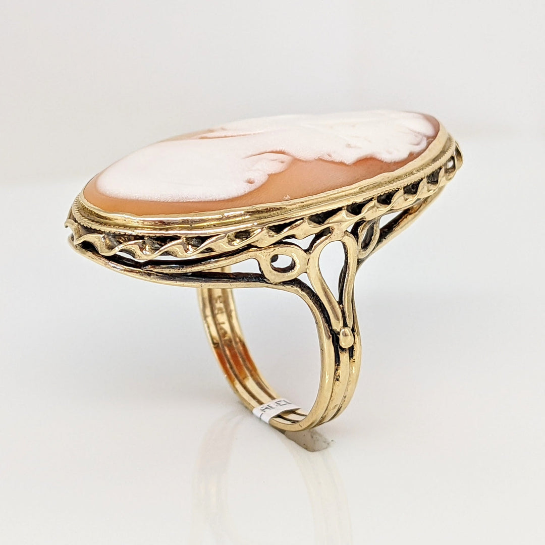 14K CAMEO OVAL 30X16 ESTATE RING 6.6 GRAMS