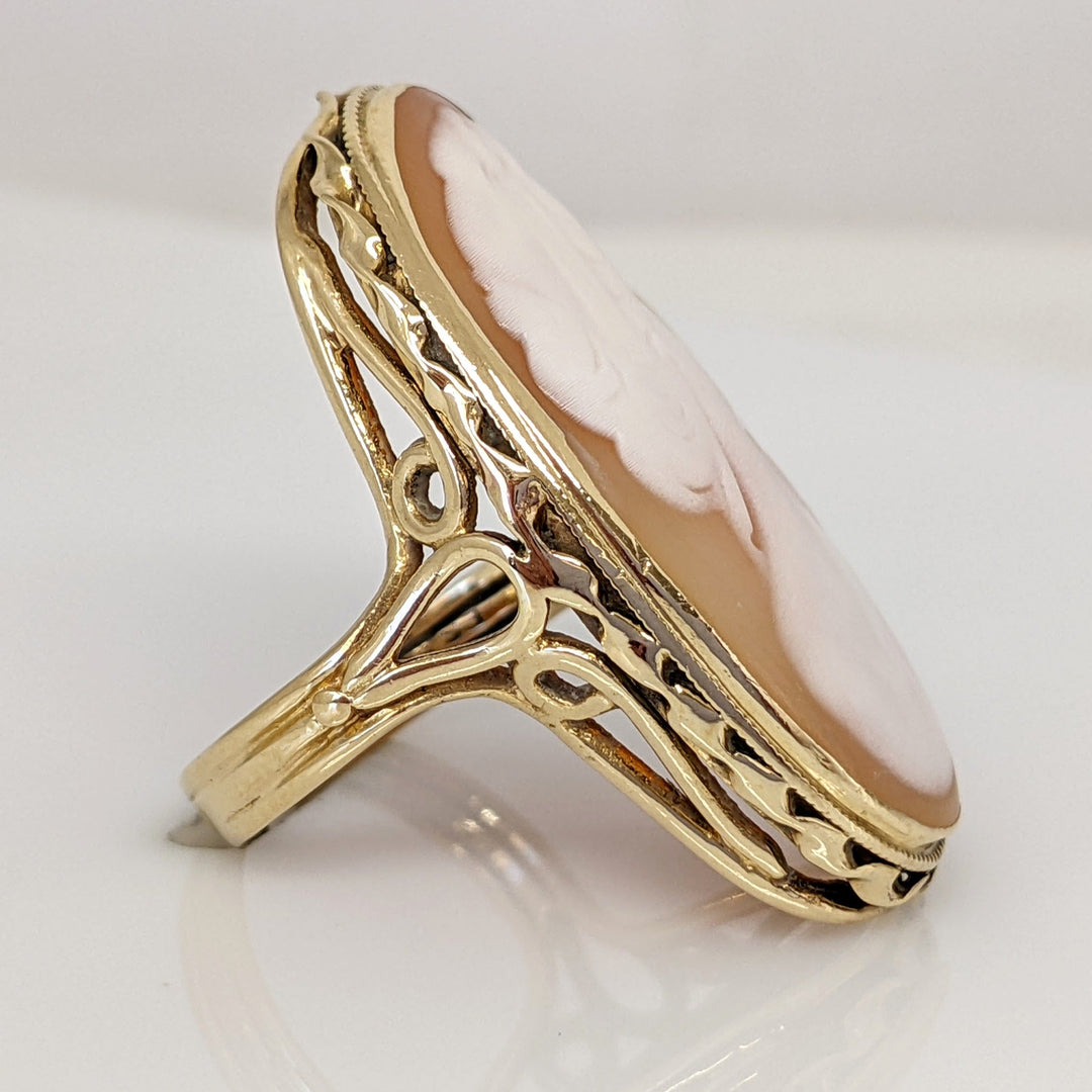 14K CAMEO OVAL 30X16 ESTATE RING 6.6 GRAMS