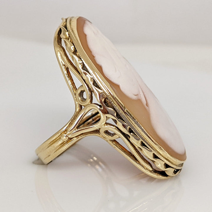 14K CAMEO OVAL 30X16 ESTATE RING 6.6 GRAMS