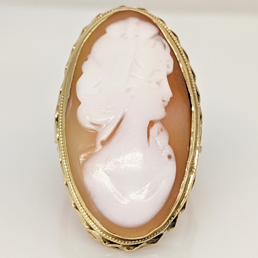 14K CAMEO OVAL 30X16 ESTATE RING 6.6 GRAMS