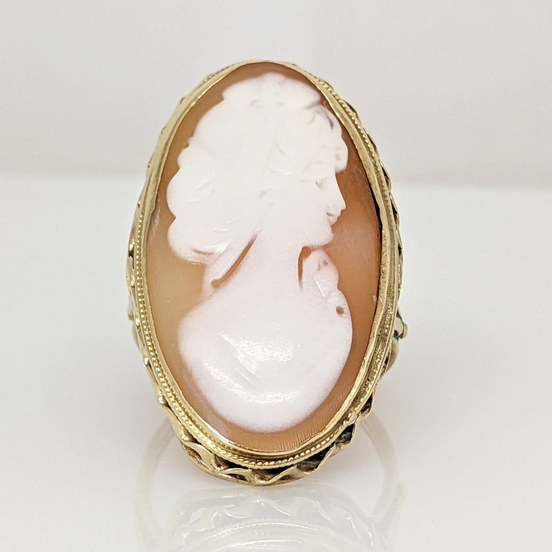 14K CAMEO OVAL 30X16 ESTATE RING 6.6 GRAMS
