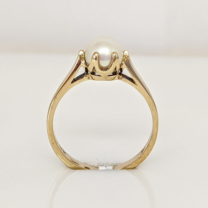 10K PEARL ROUND 6.3MM ESTATE RING 2.2 GRAMS