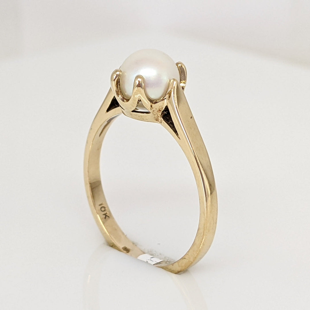 10K PEARL ROUND 6.3MM ESTATE RING 2.2 GRAMS