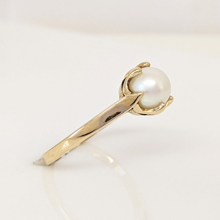 10K PEARL ROUND 6.3MM ESTATE RING 2.2 GRAMS