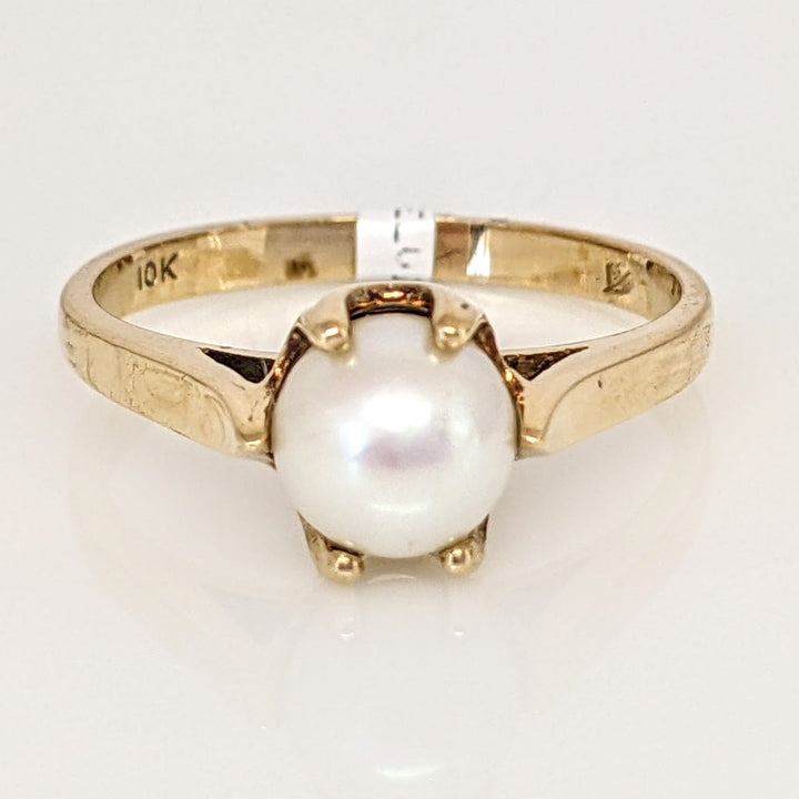 10K PEARL ROUND 6.3MM ESTATE RING 2.2 GRAMS