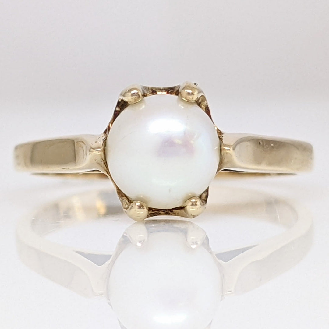 10K PEARL ROUND 6.3MM ESTATE RING 2.2 GRAMS