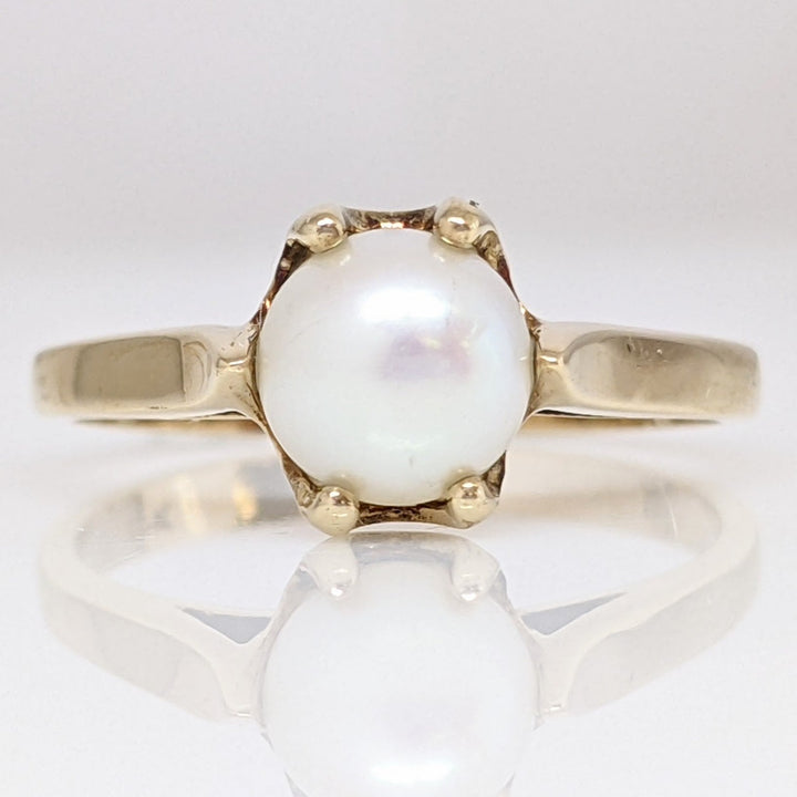 10K PEARL ROUND 6.3MM ESTATE RING 2.2 GRAMS