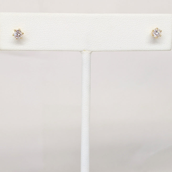 14K .23 CARAT TOTAL SI2 H DIAMOND ROUND ESTATE STUD EARRINGS 0.5 GRAMS