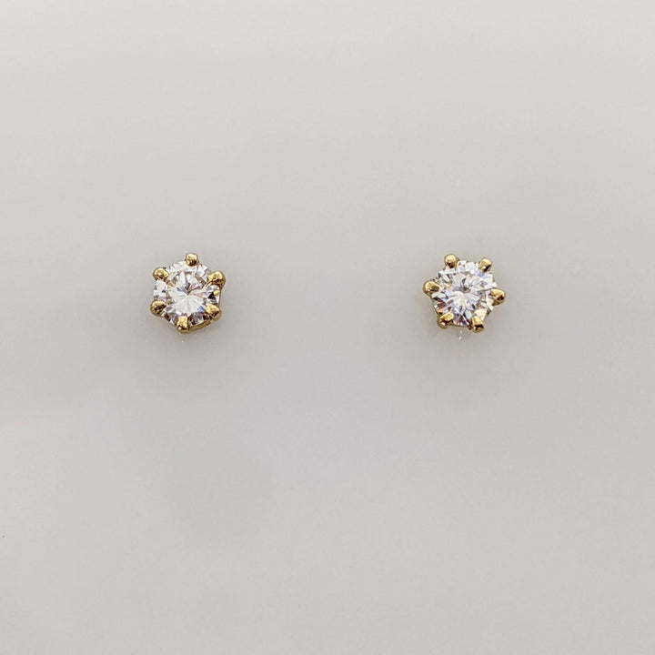 14K .23 CARAT TOTAL SI2 H DIAMOND ROUND ESTATE STUD EARRINGS 0.5 GRAMS