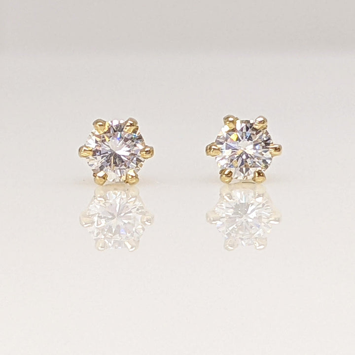 14K .23 CARAT TOTAL SI2 H DIAMOND ROUND ESTATE STUD EARRINGS 0.5 GRAMS