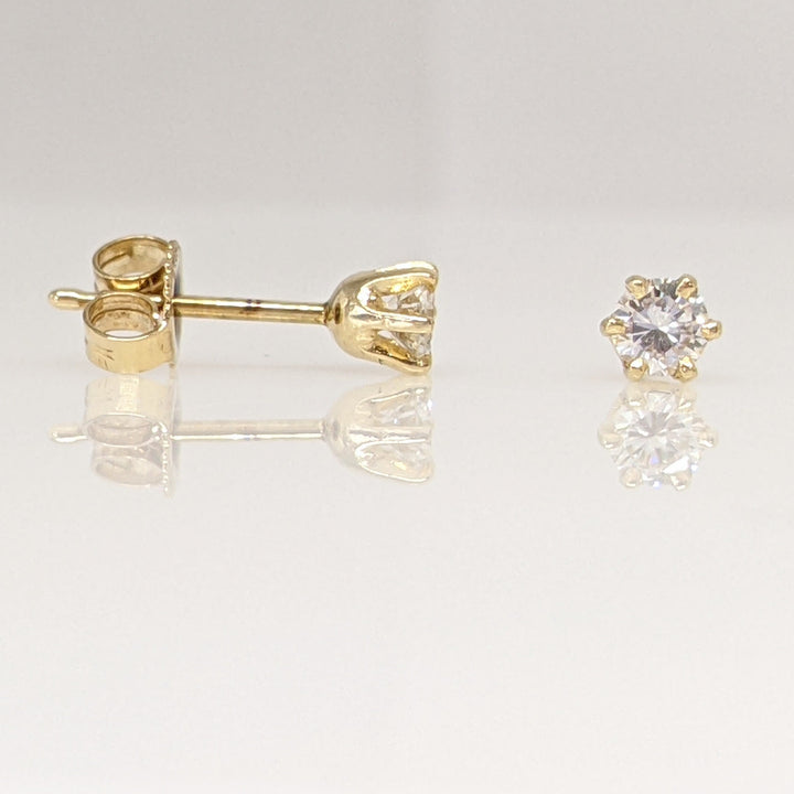 14K .23 CARAT TOTAL SI2 H DIAMOND ROUND ESTATE STUD EARRINGS 0.5 GRAMS