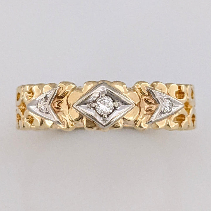 14K DIAMOND ROUND (3) OPEN "C" LINK DESIGN ESTATE BAND 4.3 GRAMS