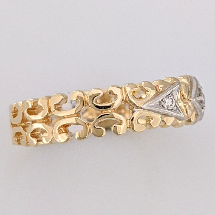 14K DIAMOND ROUND (3) OPEN "C" LINK DESIGN ESTATE BAND 4.3 GRAMS