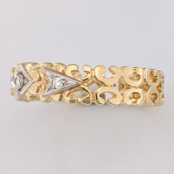 14K DIAMOND ROUND (3) OPEN "C" LINK DESIGN ESTATE BAND 4.3 GRAMS
