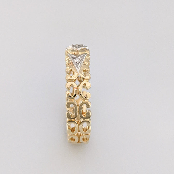 14K DIAMOND ROUND (3) OPEN "C" LINK DESIGN ESTATE BAND 4.3 GRAMS