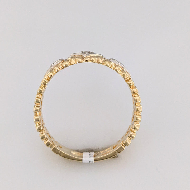 14K DIAMOND ROUND (3) OPEN "C" LINK DESIGN ESTATE BAND 4.3 GRAMS