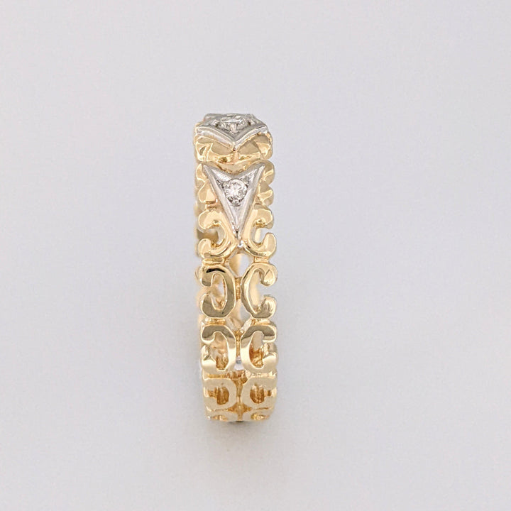 14K DIAMOND ROUND (3) OPEN "C" LINK DESIGN ESTATE BAND 4.3 GRAMS