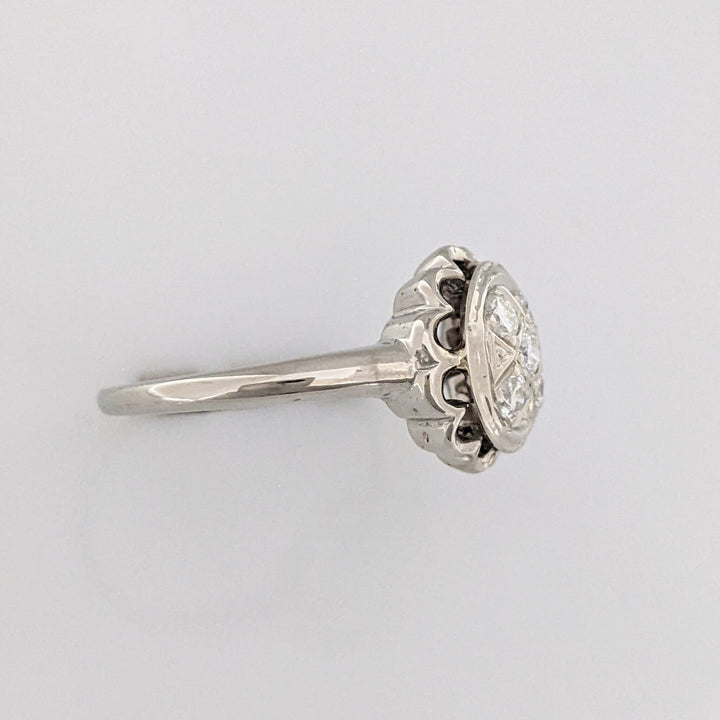 10K WHITE .22 CARAT TOTAL WEIGHT I1 H DIAMOND ROUND (5) CIRCLE CLUSTER ESTATE RING 2.7 GRAMS