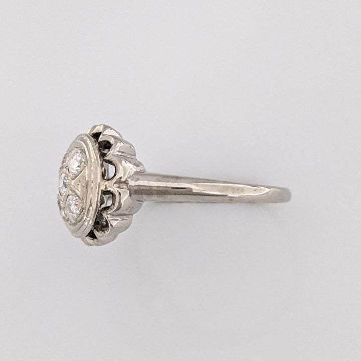 10K WHITE .22 CARAT TOTAL WEIGHT I1 H DIAMOND ROUND (5) CIRCLE CLUSTER ESTATE RING 2.7 GRAMS