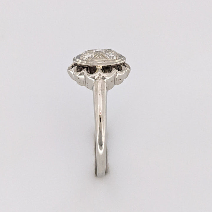 10K WHITE .22 CARAT TOTAL WEIGHT I1 H DIAMOND ROUND (5) CIRCLE CLUSTER ESTATE RING 2.7 GRAMS