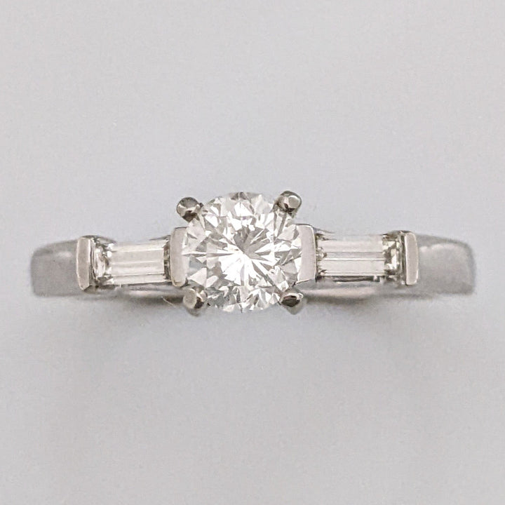 14K WHITE .63 CARAT TOTAL WEIGHT SI2 G DIAMOND ROUND (7) BAGUETTE (2) ESTATE RING 3.3 GRAMS